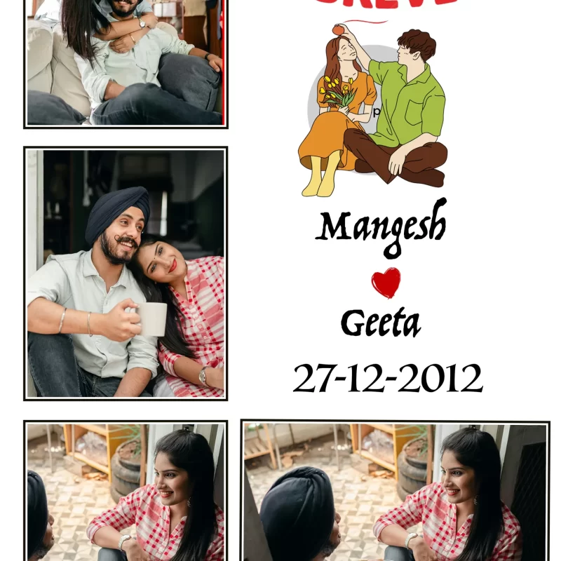 Personalized Couple Anniversary Photo Frame – 4 Photos