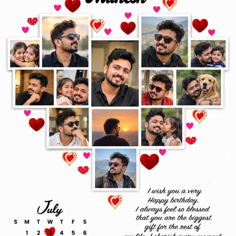 Birthday Heart Shape Photo Frame
