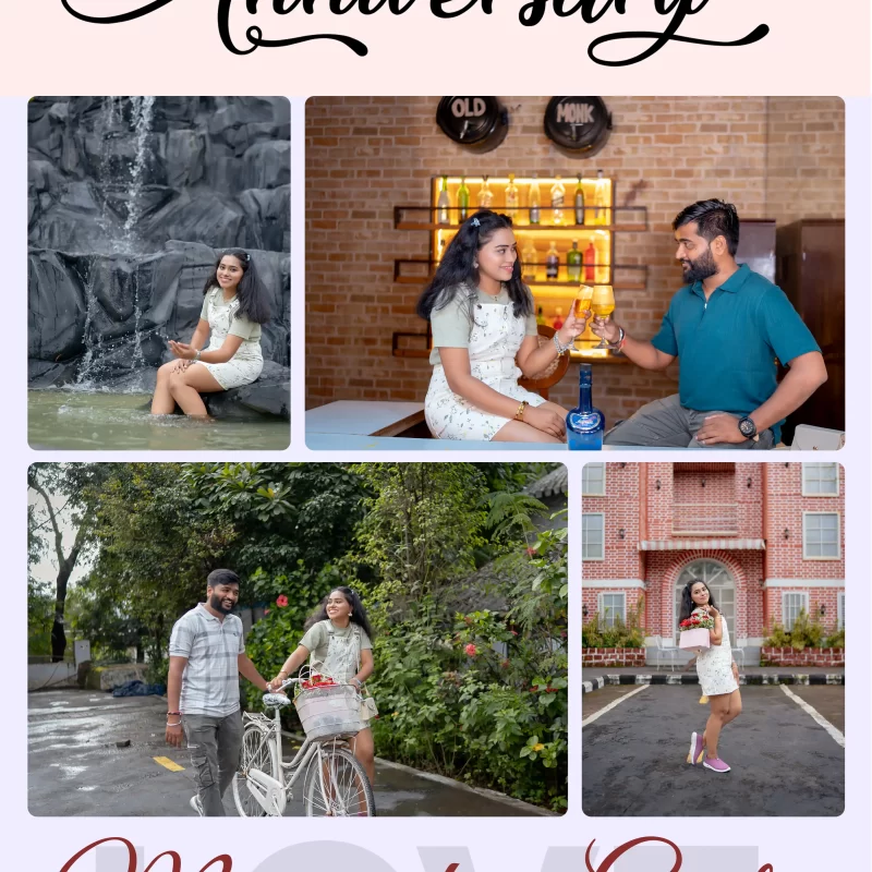 Personalized Couple Anniversary Photo Frame – 4 Photos - Minimal Design